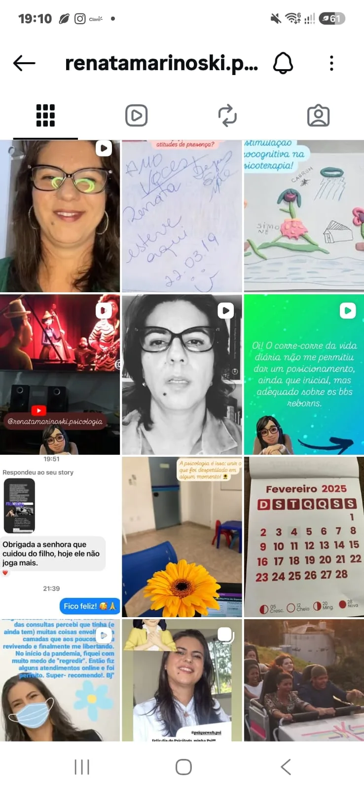 Feed do Instagram de Renata Marinoski antes do posicionamento