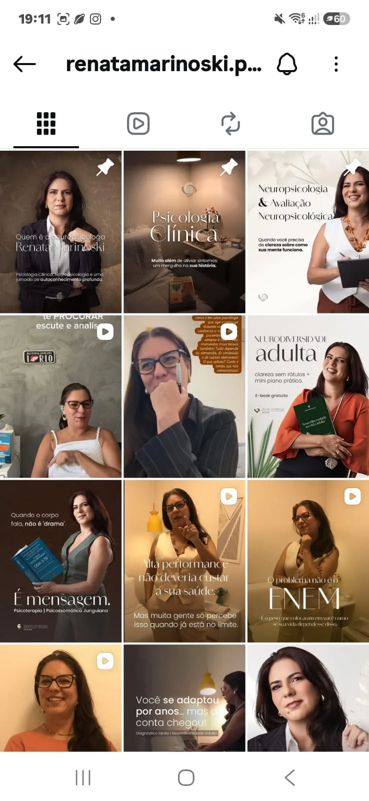 Feed do Instagram de Renata Marinoski depois do posicionamento